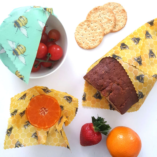 *Set of 3 Handmade Beeswax Wraps | Bee Happy